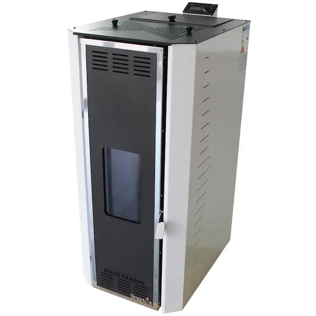 Termosemineu pe peleti Fornello Camino Rossi 35 kW, pompa Grundfos, vas expansiune, arzator inox