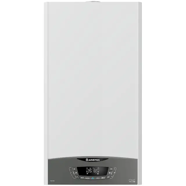 Centrala termica murala in condensare Ariston CLAS ONE WIFI 24, 24 kW, gaz natural, afisaj LCD, schimbator caldura otel inoxidabil, control vocal, fara kit inclus