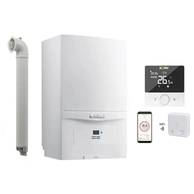 Centrala termică în condensare Vaillant ecoTEC pure VUW 286/7-2, 26.1 kW, kit evacuare inclus, termostat inteligent KOPH WT-25, WIFI