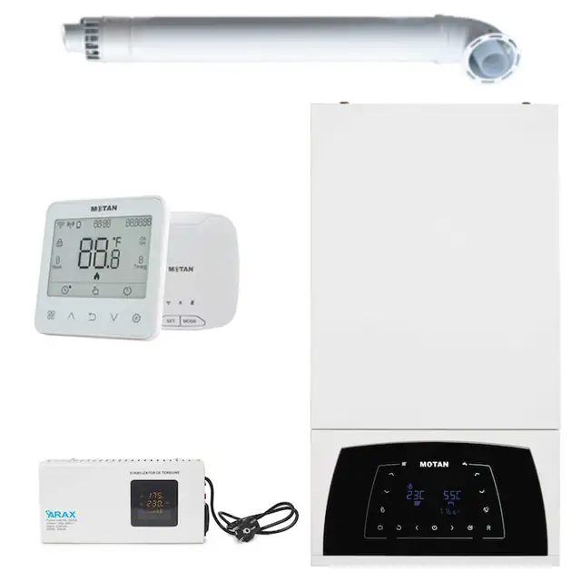 Set centrala termica Motan, Condens, 25kW, Stabilizator 500VA, Termostat Smart TH617-WRTS