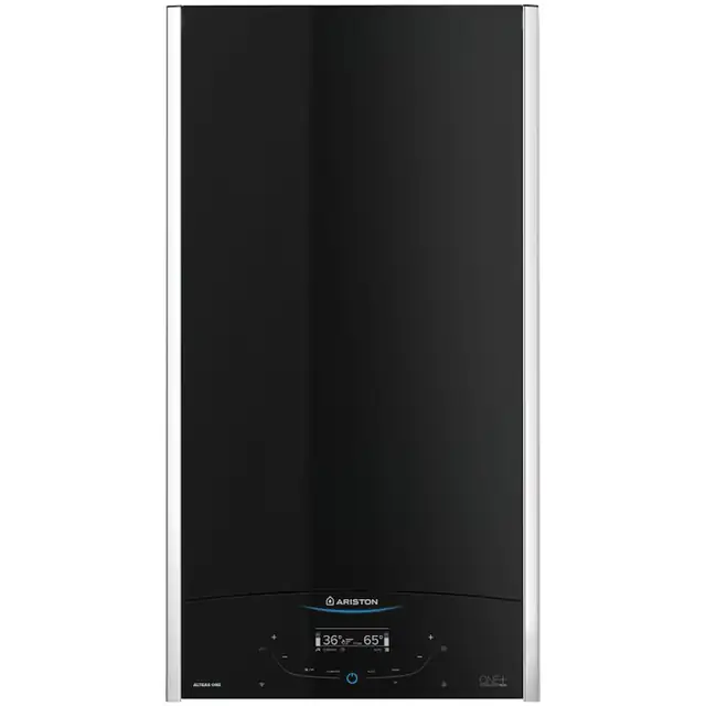Centrala termica murala in condensare Ariston ALTEAS ONE+ NET 24, 24kW, gaz natural + GPL, Wi-Fi, senzor camera Sensys HD inclus, panou frontal din sticla, ecran tactil, schimbator caldura otel inoxidabil, control vocal, fara kit inclus