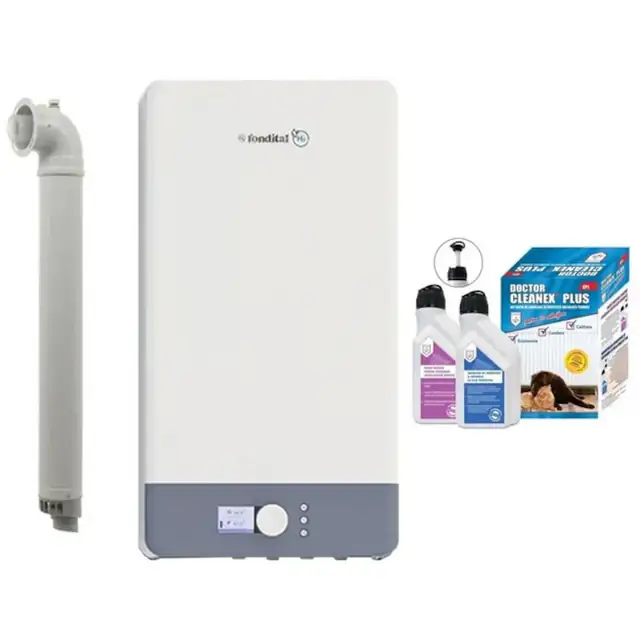 Pachet centrală termică pe gaz în condensare Fondital Antea Next KC 26 kW, Clasa A, IPX5D, kit evacuare inclus