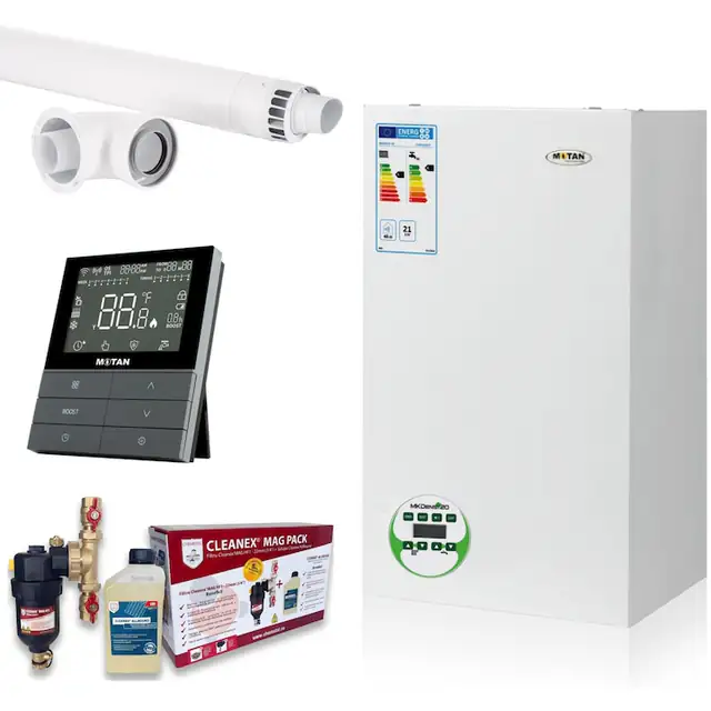 Set Centrala termica Motan MKDens 21/23kw + Pachet Cleanex AntiMagnetita + Termostat fara fir