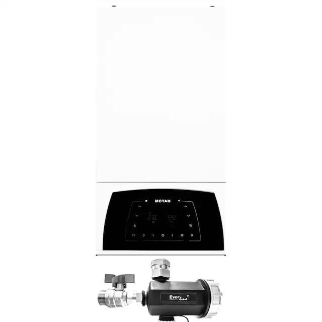 Pachet centrala termica pe gaz in condensatie MOTAN CONDENS PLUS 100 25KW, kit evacuare si filtru antimagnetita