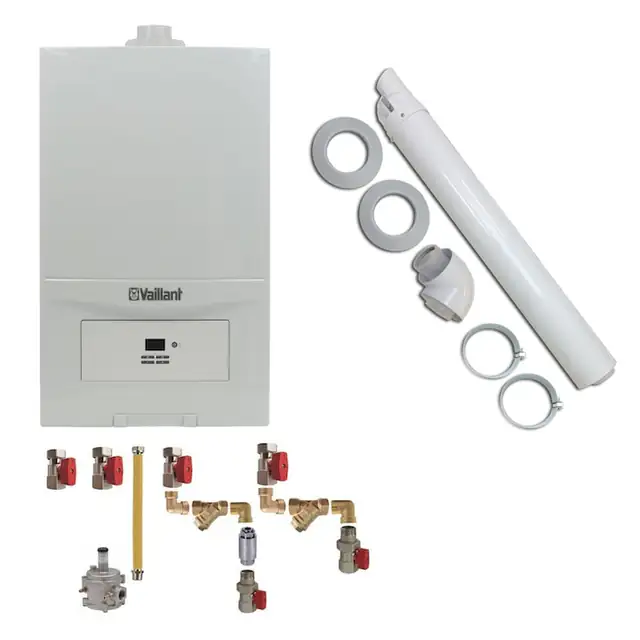 Centrala termica Vaillant VUW 236/7-2 eco tec Pure 23 kw, kit evacuare si kit montaj complet RTM