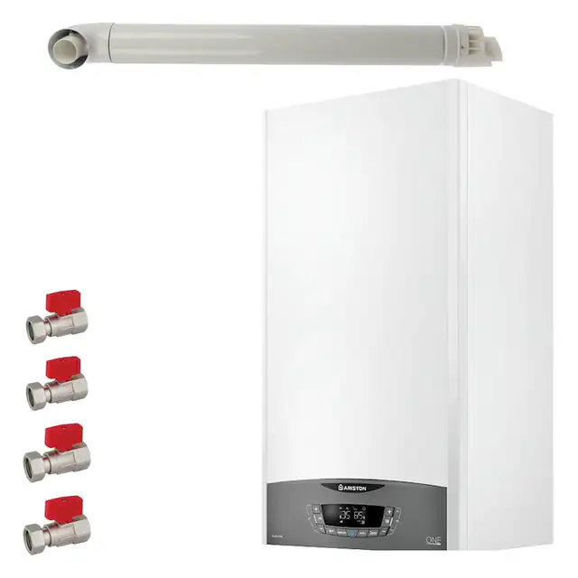 Pachet centrala termica in condensare Ariston Clas One Wi-Fi 24 kW, kit evacuare si set robineti Fornara
