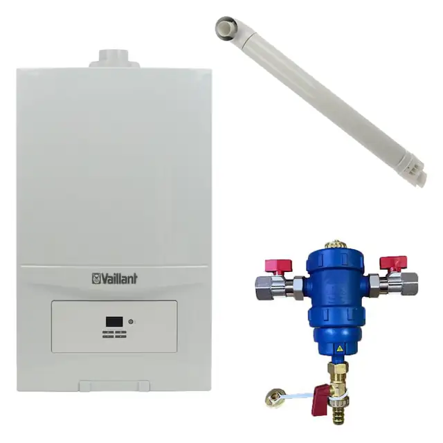 Pachet centrala termica Vaillant VUW 236/7-2 ecoTEC Pure 23 kW, kit evacuare si filtru antimagnetita RTM incluse