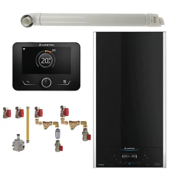 Pachet centrala termica in condensare Ariston ALTEAS ONE+ NET 30,30 kW, gaz natural + GPL, Wi-Fi, senzor camera Sensys HD, kit evacuare si kit montaj complet RTM incluse