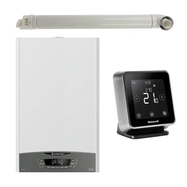 Pachet centrala termica pe gaz in condensare, Ariston Clas One 30 kW, Wi-Fi, murala, termonstat Wi-Fi Honeywell Lyric T6R si kit evacuare RTM incluse