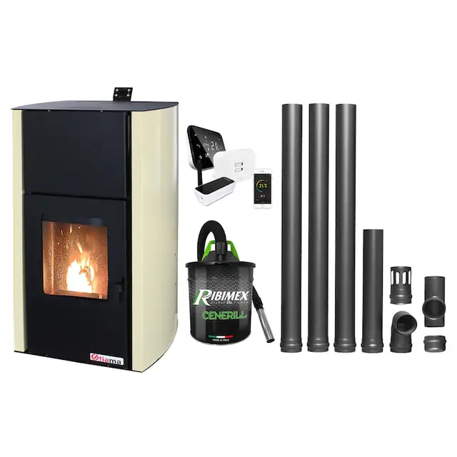 Set control de la distanta, Termosemineu pe peleti Fiama Confort 18 kw, complet echipat pentru incalzire, Pompa, Vas expansiune, Automatizare, Termostat ambiental Salus IT 500, Aspirator Cenusa si Kit evacuare 3.5 ml