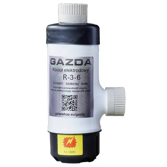 Cazan ionic trifazat GAZDA R 6 kW, fara panou de comanda, carcasa din fier si plastic, compatibil cu RCD, pentru case, apartamente, sursa principala sau suplimentara de caldura, instalare paralela, usor de montat, fara electronica