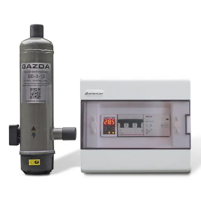 Cazan ionic trifazic GAZDA BE-3-12, 12 kW, cu termostat GAZDA G 105, pentru 120–150 m², incalzire prin radiatoare si pardoseala