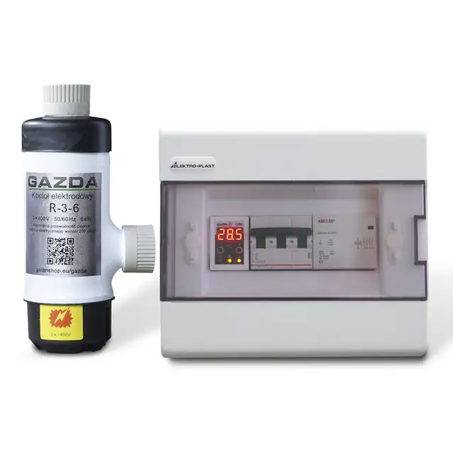 Cazan ionic trifazic GAZDA R-3-6, 6 kW, cu termostat GAZDA G 105, pentru 60–80 m², incalzire prin radiatoare si pardoseala