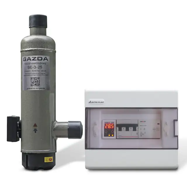 Cazan ionic trifazic GAZDA BE-3-25, 25 kW, cu termostat GAZDA G 105, pentru 250–310 m², incalzire prin radiatoare si pardoseala