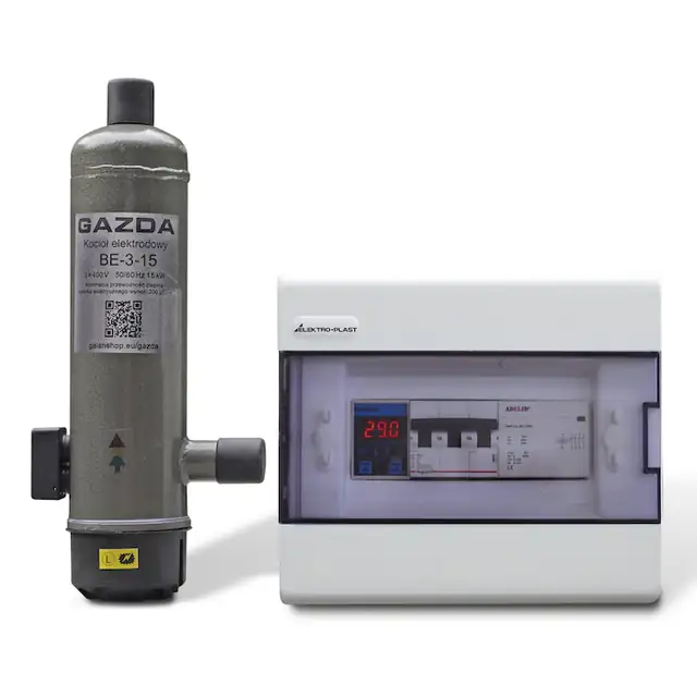 Cazan ionic trifazic GAZDA BE-3-15, 15 kW, cu termostat Wi-Fi Konlen KL-T-2T, pentru 150–180 m², incalzire prin radiatoare si pardoseala