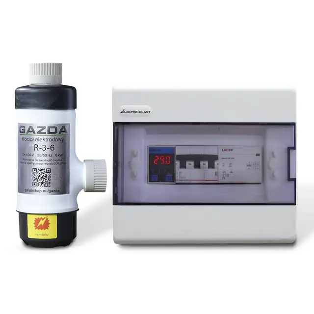 Cazan ionic trifazic GAZDA R-3-6, 6 kW, cu termostat Wi-Fi Konlen KL-T-2T, pentru 60–80 m², incalzire prin radiatoare si pardoseala