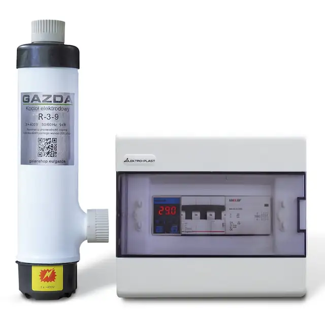 Cazan ionic trifazic GAZDA R-3-9, 9 kW, cu termostat Wi-Fi Konlen KL-T-2T, pentru 90–110 m², incalzire prin radiatoare si pardoseala