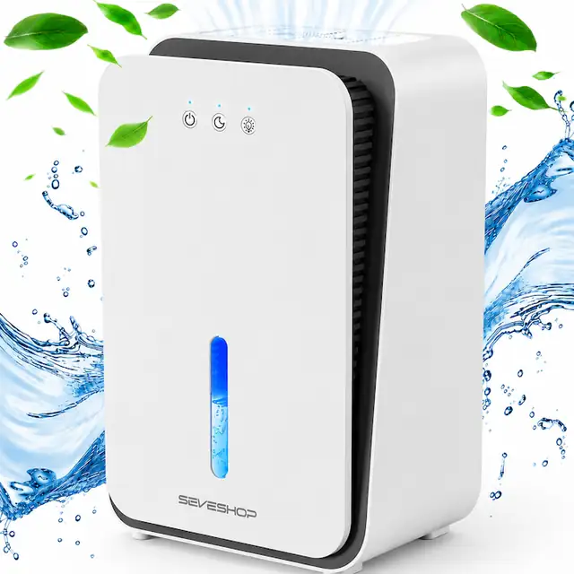 Dezumidificator SeveShop® Portabil 2.5 L Pentru Camera, Dezumidificator Aer Cu Aromaterapie, 2 Moduri High Sleep, Ultra Silent Sub 45 dB, 7 Culori LED, Oprire Automata La Umplere, Furtun Drenaj, 10 Mp, Design Compact Cu Maner, Dormitor, Baie, Birou
