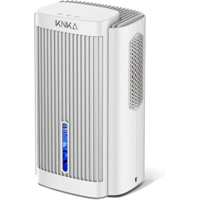 KNKA Dezumidificator Electric, 1, 1 L, dezumidificator pentru camera sub 28 dB pentru casa, baie, pivnita, cu oprire automata si mod de somn, lumina de noapte colorata (Alb)