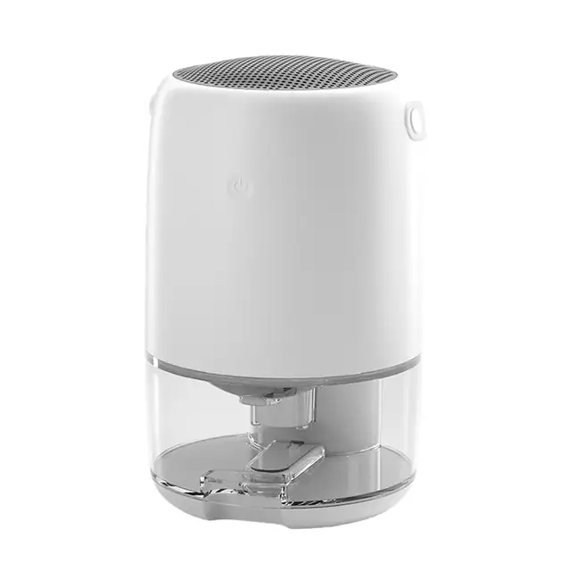 Dezumidifier compact pentru uz casnic, pornire inteligenta cu o singura apasare, purificare eficienta, rezervor de apa detasabil, filtru detasabil, 7 moduri de iluminare ambientala, mod nocturn, potrivit pentru spatii de 30 de metri patrati, Alb