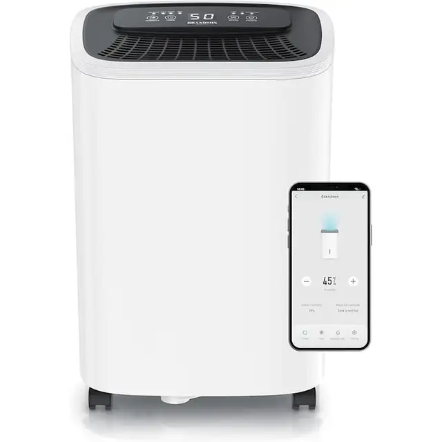 Brandson Dezumidificator WiFi 10L, cu Compresor Electric, Control Aplicatie, Rezervor Detasabil, Mod Confort si Continuous, pentru Camere 20 m²
