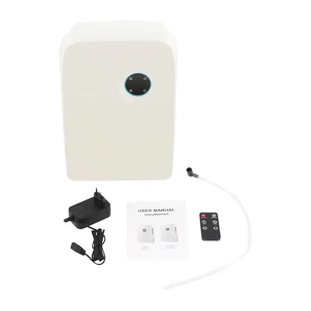 Dezumidificator, Alb, Dimensiuni 24x13x36cm, Capacitate rezervor 1800ml, Control prin telecomanda