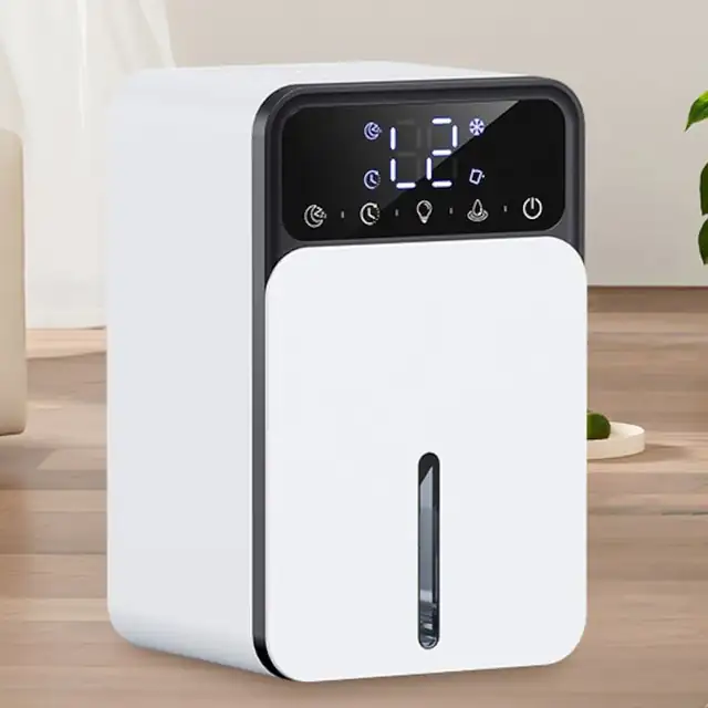 Dezumidificator portabil 1200ml, LED multicolor, oprire automata, compact