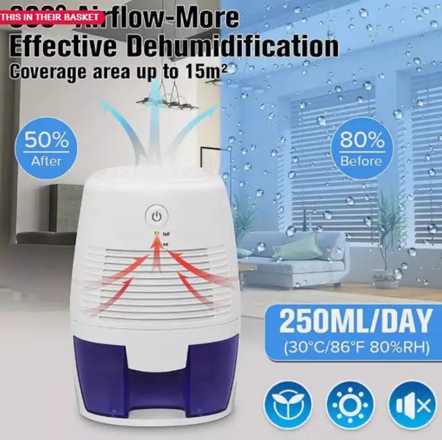 Dezumidificator mini portabil USB, silentios, alb, compact
