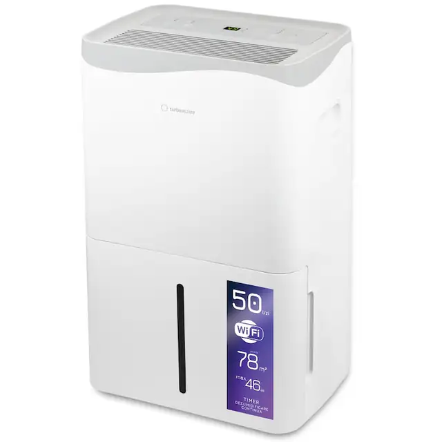 Dezumidificator Turbionaire SENSO 50 MAX WIFI, 50 l/24h, WIFI, Silentios maxim 46 dB, 180mc/h, Control digital, Timer, Display Led, Functie Sleep, Timer