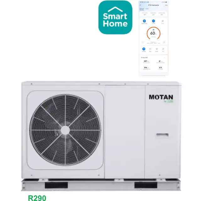 Pompa de căldură aer-apă Motan Kober 8 kW, monobloc, inverter, R290, exterior, pentru locuințe până la 150 mp