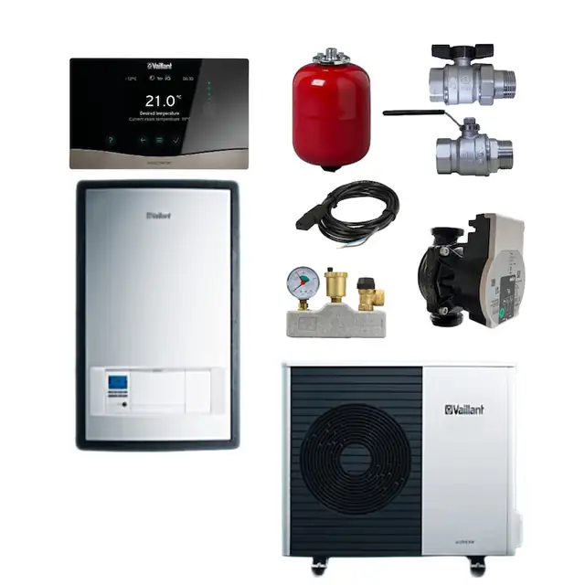 Pachet pompa de caldura aer-apa Vaillant 12 kW aroTHERM split VWL 125/5 A + Unitate interioara statie hidraulica VWL 127/5 IS + Kit montaj RTM