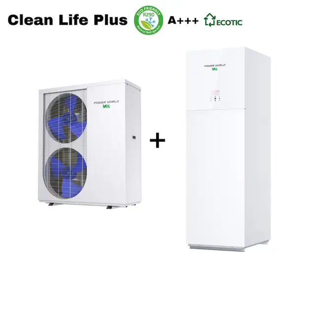 Pompa de caldura aer-apa, R290, monobloc, 22 kW th, trifazata, PW060-CL+ MF Tank 250L Boiler + 30L Puffer, pachet complet, Clean Life Plus, Power World