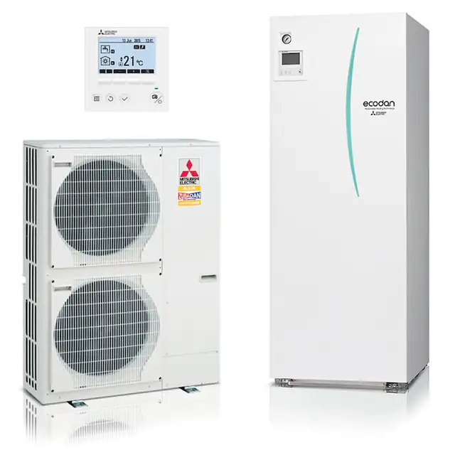Pompa de caldura aer-apa monofazata Mitsubishi Electric tehnologie Zubadan 11 kw, incalzire, racire si apa calda PUHZ-SHW112VHA+ERST20C-VM2D Hydrotank- compact