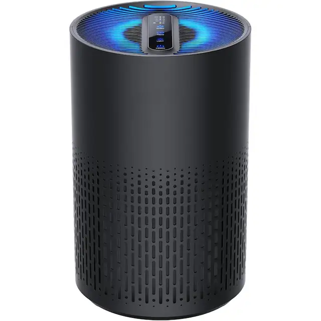 Purificator de aer AirBliss™ Pure, Filtru 3 in 1 HEPA H13, Carbon Activ, Pre-filtru, Anti-Praf, Anti-Bacterii, Fara Ozon, 4 Lumini Ambientale, Touch Screen, 4 Moduri de Operare, Mod Sleep, Temporizator 4/8/12H, Portabil, Silentios, Negru