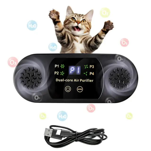 Purificator Aer Portabil 3-in-1 - Fara Ventilator Silentios, 4 Viteze AI, Elimina Mirosuri Baie, USB, Negru