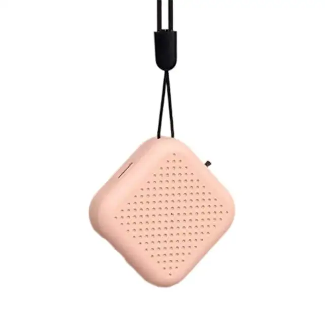 Purificator aer portabil multifunctional colorat USB reincarcabil cu curea, roz, compact