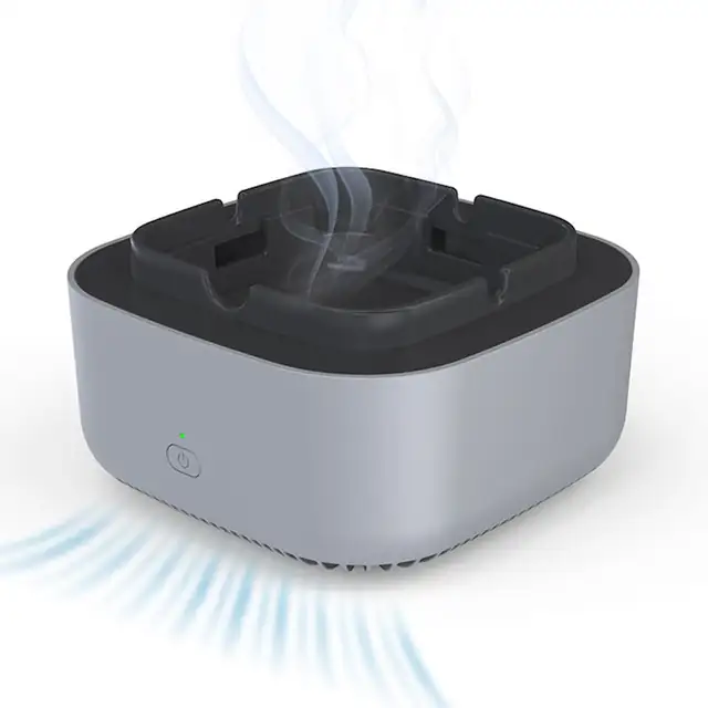 Purificator de aer 2 in 1 cu scrumiera, multifunctional, gri, 5.1x5.1x2.7 inch, pentru interior