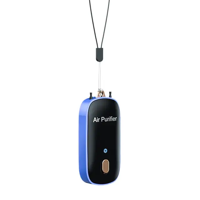 Purificator de aer portabil, mini purificator de aer tip colier, reincarcabil, pentru camera si masina