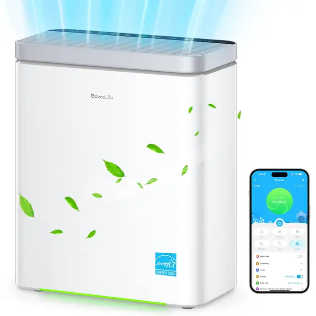 Purificator de aer GoveeLife, 3 în 1, control Alexa, pentru camere mari până la 97 m², monitor PM2.5