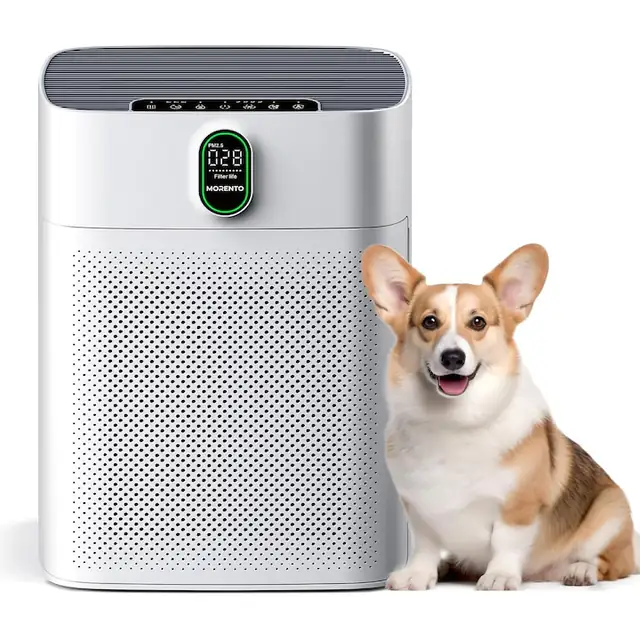 Purificator De Aer Morento Pentru Persoane Alergice Cu Filtru De Aer Hepa Pentru Indepartarea Prafului, Polenului Si Parului De Animale, Cadr 300M³/H Pentru O Camera De Fumat De 100㎡, Purificator De Aer Cu Afisaj Led Pm2.5 24Db 1 Pachet 2 Filtre De S