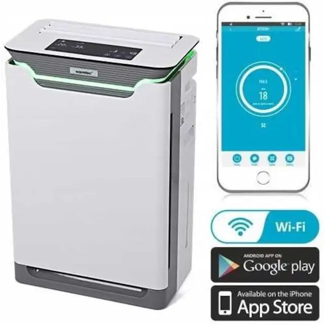 Purificator de aer AP350W+, 8 trepte de filtrare, umidificator, Wi-Fi, 30-80m2, 39,1x60,3x24,5cm