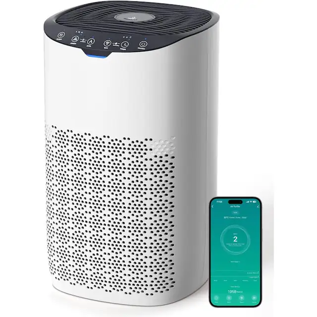 Purificator de aer AROEVE, 300 m³/h, mod Auto, senzor calitate aer, timer, silentios, Alb