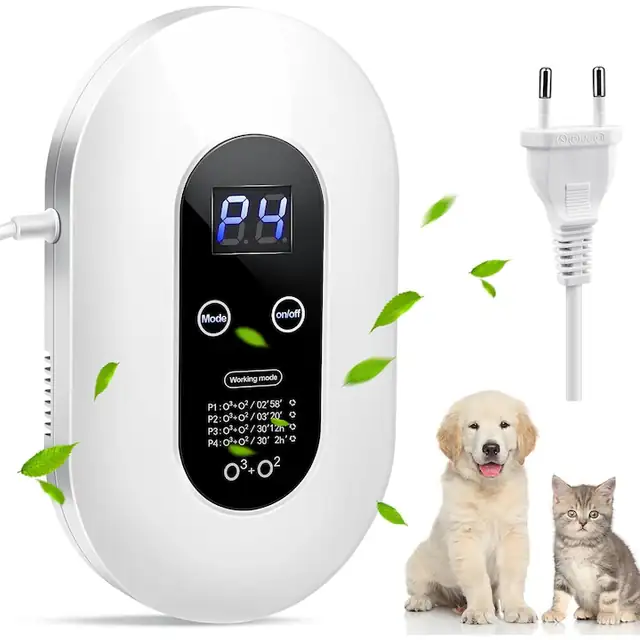 Purificator de aer cu ozon, 5W, 100mg/h, pentru suprafete de pana la 20-40 ㎡, Concentratie de Ioni Negativi 1000000/cm³, 4 moduri functionare, LCD, mini generator de ozon purificator de aer, 5 milioane de ioni negativi, alimentare 220V, alb