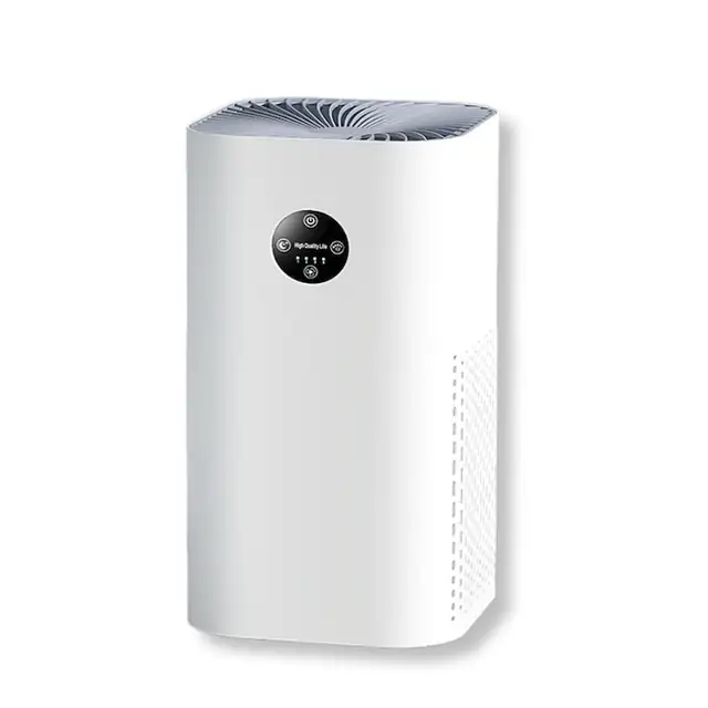 Purificator de aer premium, COSMI, cu 6 etape filtrare (inclusiv HEPA/FAQ), acoperire 128m², ionizare si mod sleep, ideal pentru alergie si familii cu copii, alb