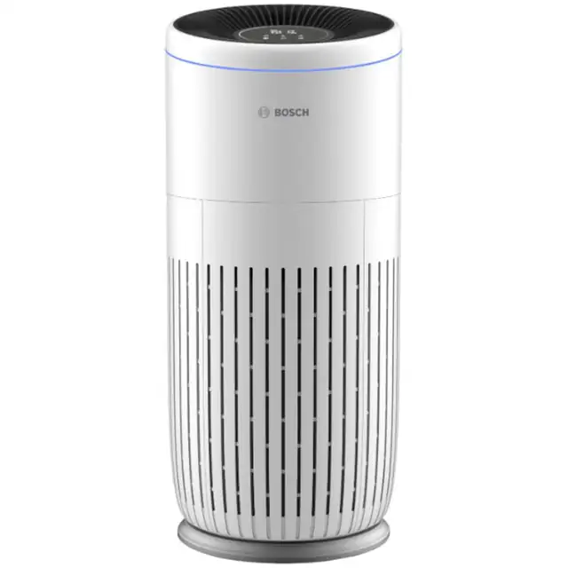 Purificator de aer Bosch Air 6000 Wi-Fi, CADR 600m3/h, Prefiltru, filtru HEPA H13, filtru carbon activ, filtru antibacterian, senzor temperatura si umiditate, senzor de praf, alb