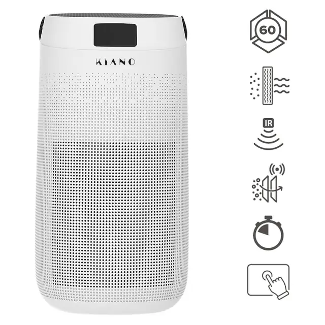 Purificator de aer Kiano Miya, 3 filtre, 450 m3/h, 30,2x27,2x53,2 cm, 60 m2, aplicatie