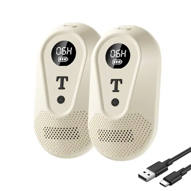 Set 2 purificator de aer portabil mic cu afisaj LCD, AFKSMILE, 3 moduri functionare, 1200mAh, Bej