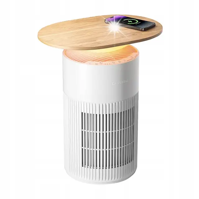 Purificator de aer SwitchBot Air Purifier Table, 3 in 1, filtru HEPA si carbon, incarcare wireless, 20 dB, 20 m²
