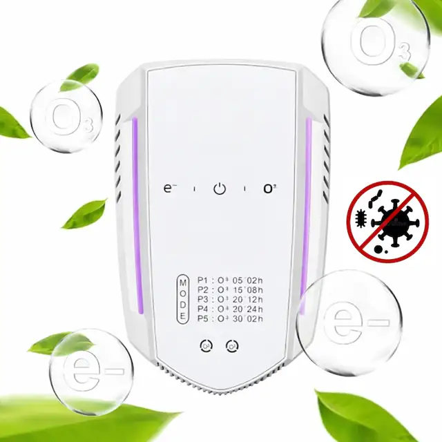 Purificator de Aer cu Ozon, Neutralizator Mirosuri, 5 Moduri Functionare, Ioni Negativi, pana la 50 mp, Eliminare Mirosuri Animale, Litiera Pisicii, Baie, Pantofar, Fara Consumabile,, Alb