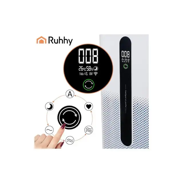 Purificator de aer cu filtru HEPA H12, 35 W, Wifi, 370 m3/h, control telefon, senzor temperatura/umiditate